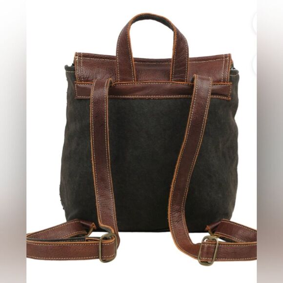 Myra Bag /Leffis Boho Rug/Leather Canvas  Tassel  Backpack NWOT main image 11